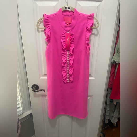 Lilly Pulitzer Pink Ruffled Sheath Dress retail $188 NWT - Picture 4 of 15